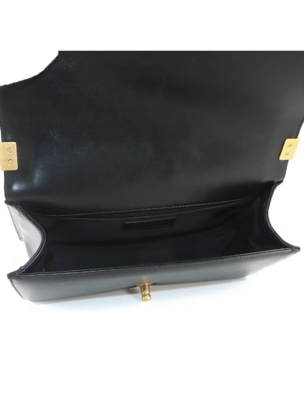 Chanel Boy Chain Shoulder Bag Lambskin Black Gold